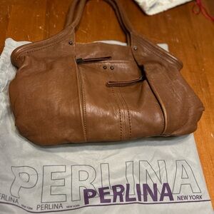 Perlina Brown Leather Tote Bag